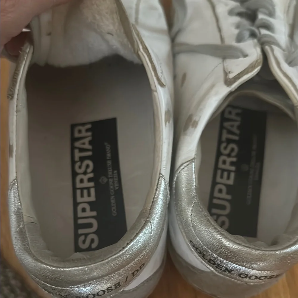Women's Golden Goose White and Gray Super Star Sneakers - Picture 8 of 9